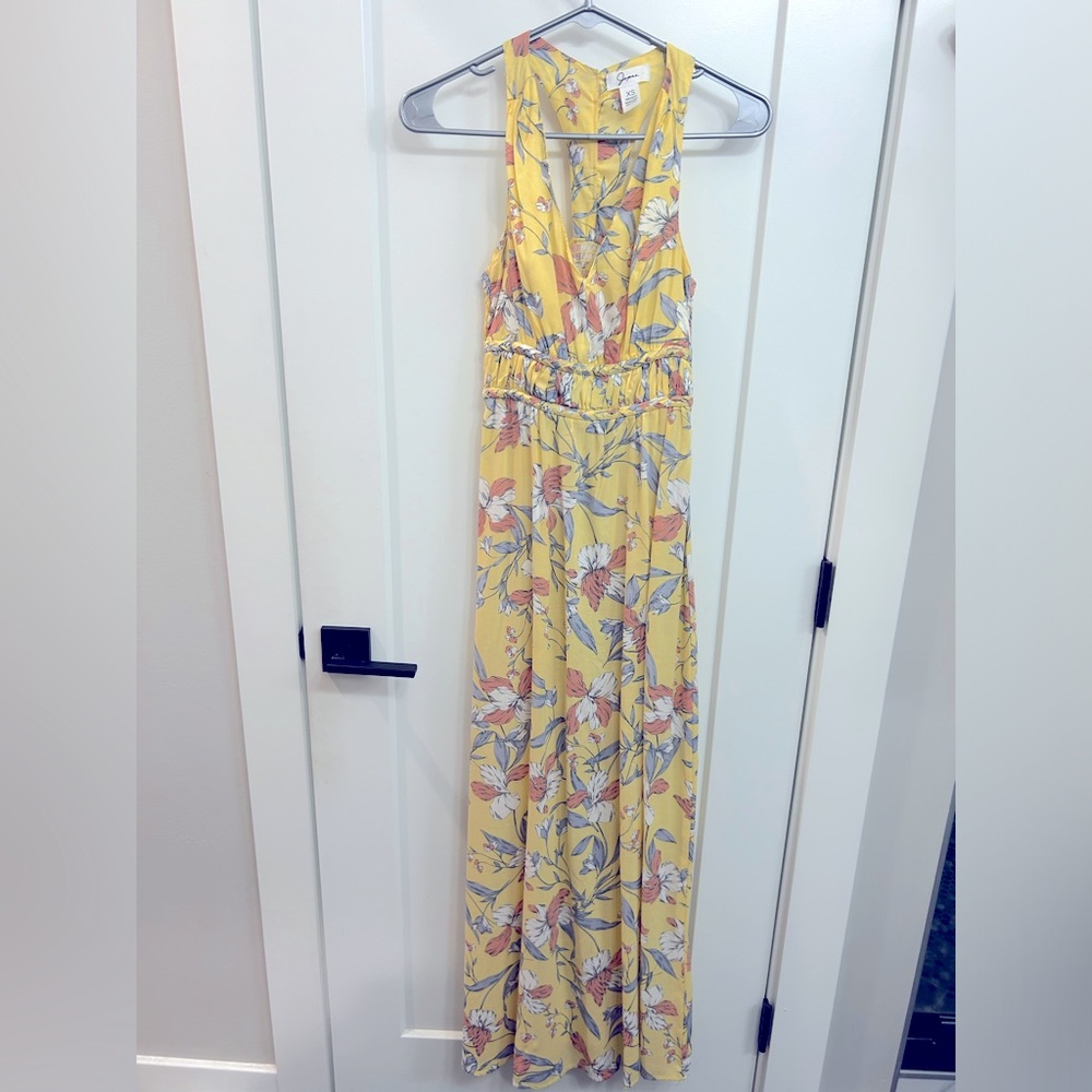 NWOT Size XS Full length yellow floral women’s dress